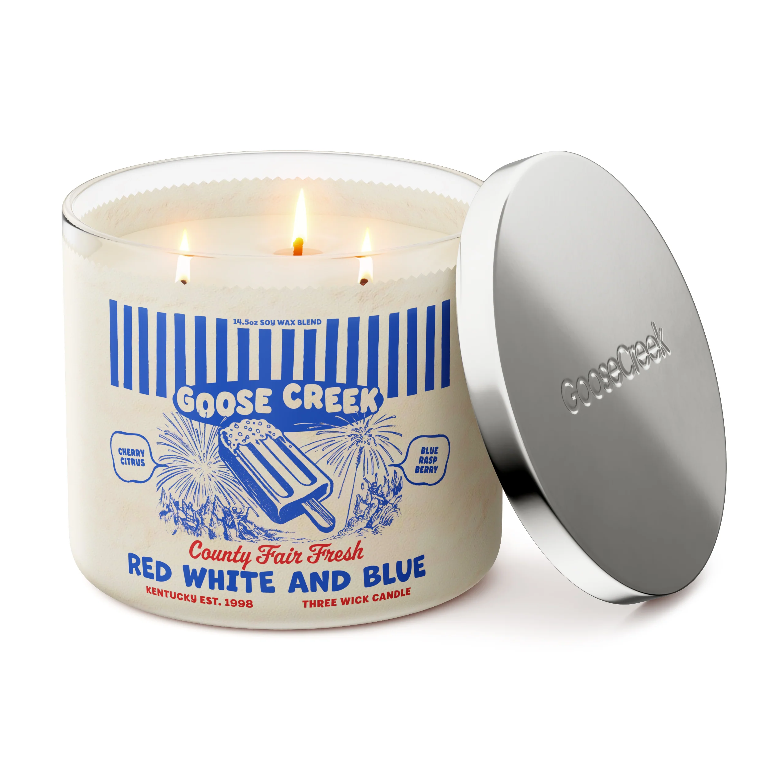 Red, White & Blue 3-Wick Candle - Image 3